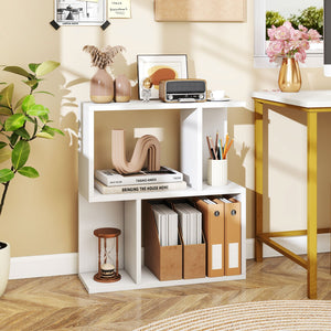 3-Tier Bookshelf with Display Shelf for Small Space-White view 2