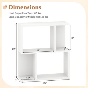 3-Tier Bookshelf with Display Shelf for Small Space-White view 4