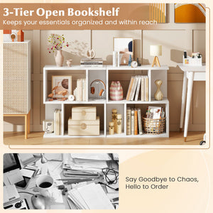 3-Tier Bookshelf with Display Shelf for Small Space-White view 6
