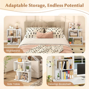 3-Tier Bookshelf with Display Shelf for Small Space-White view 8