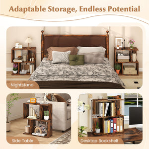 3-Tier Bookshelf with Display Shelf for Small Space-Rustic Brown view 8