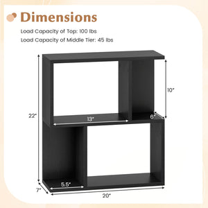 3-Tier Bookshelf with Display Shelf for Small Space-Black view 4