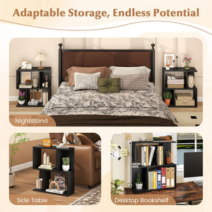 3-Tier Bookshelf with Display Shelf for Small Space-Black view 8