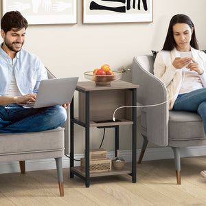 3-Tier End Table with USB Ports & Power Outlets-1 Piece view 3