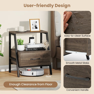 3-Tier Farmhouse Nightstand with Open Shelf view 7