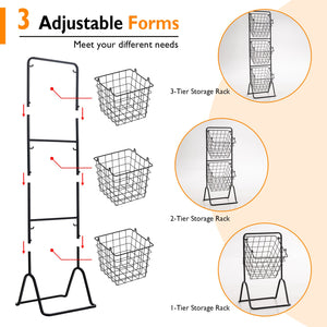 3-Tier Fruit Basket Stand with Adjustable Heights view 6