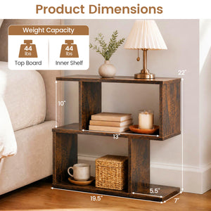 3-Tier Geometric Bookshelf Freestanding Display Shelf Side Table Set of 2-Brown view 4