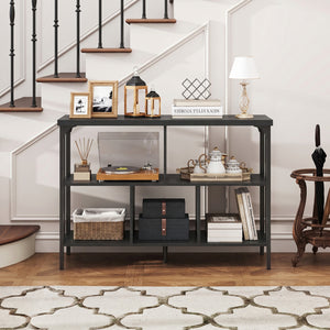 3-Tier Horizontal Cubby Bookshelf with Open Shelves-Black view 6