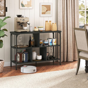 3-Tier Horizontal Cubby Bookshelf with Open Shelves-Black view 7