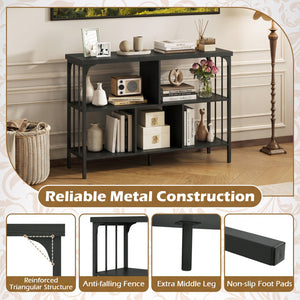 3-Tier Horizontal Cubby Bookshelf with Open Shelves-Black view 9