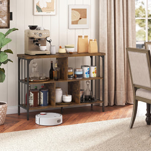 3-Tier Horizontal Cubby Bookshelf with Open Shelves-Rustic Brown view 7
