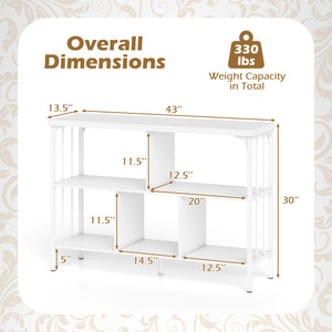 3-Tier Horizontal Cubby Bookshelf with Open Shelves-White view 5