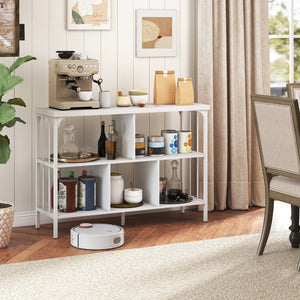3-Tier Horizontal Cubby Bookshelf with Open Shelves-White view 7