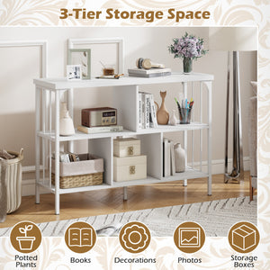 3-Tier Horizontal Cubby Bookshelf with Open Shelves-White view 8