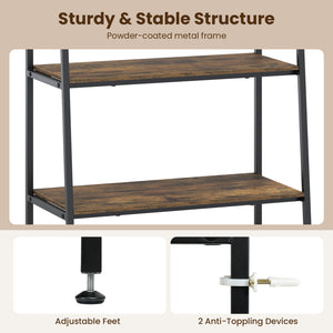 3-Tier Ladder Shelf and Corner Shelf Set with Metal Frame-Rusticbrown view 6