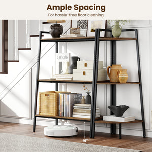 3-Tier Ladder Shelf and Corner Shelf Set with Metal Frame-Rusticbrown view 8