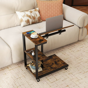 3-Tier Mobile Couch Side Table with Tiltable Tabletop-2 Piece view 2