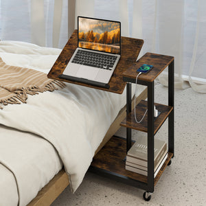 3-Tier Mobile Couch Side Table with Tiltable Tabletop-2 Piece view 3
