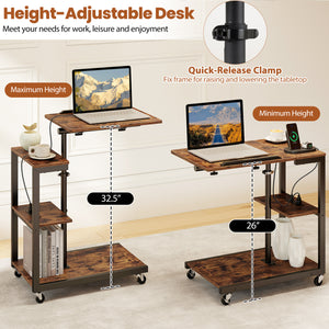 3-Tier Mobile Couch Side Table with Tiltable Tabletop-2 Piece view 5