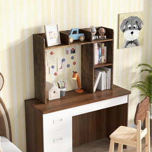3-Tier Multipurpose Desk Bookshelf with 4 Shelves-Brown view 6