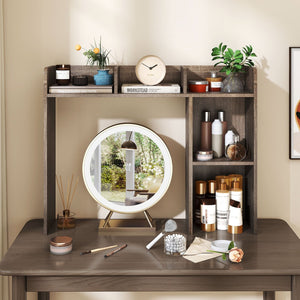 3-Tier Multipurpose Desk Bookshelf with 4 Shelves-Oak view 3