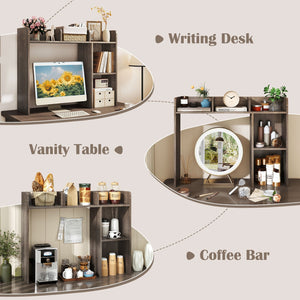 3-Tier Multipurpose Desk Bookshelf with 4 Shelves-Oak view 9