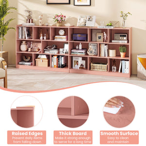 3-Tier Open Bookcase 8-Cube Floor Standing Storage Shelves-Pink view 7
