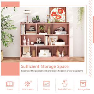 3-Tier Open Bookcase 8-Cube Floor Standing Storage Shelves-Pink view 8