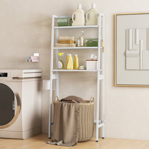 3-Tier Over The Toilet Storage Shelf with Adjustable Bottom Bar-White view 2