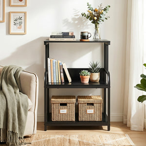 3-Tier Rolling Printer Stand with Adjustable Shelf and Lockable Wheels-Black view 3