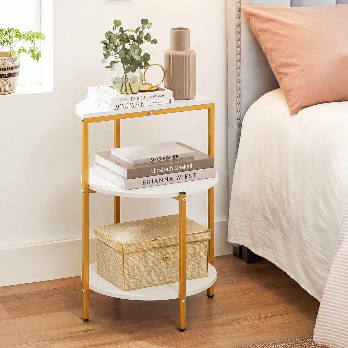 3-Tier Round End Table for Small Space and Bedroom Room-Set of 1 view 2