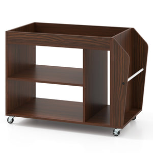 3-Tier Side End Table with Universal Wheels-Walnut view 4