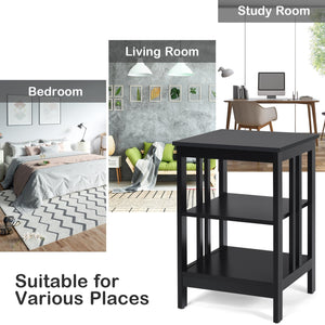 3-tier Side Table Nightstand with Stable Structure-Black view 5
