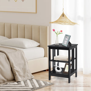 3-tier Side Table Nightstand with Stable Structure-Black view 6