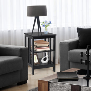 3-tier Side Table Nightstand with Stable Structure-Black view 7