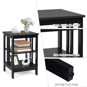 3-tier Side Table Nightstand with Stable Structure-Black view 8