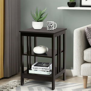 3-tier Side Table Nightstand with Stable Structure-Dark Brown view 2