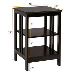 3-tier Side Table Nightstand with Stable Structure-Dark Brown view 4
