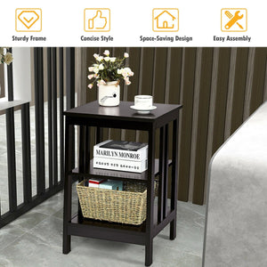 3-tier Side Table Nightstand with Stable Structure-Dark Brown view 5