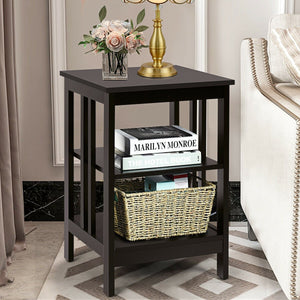 3-tier Side Table Nightstand with Stable Structure-Dark Brown view 6