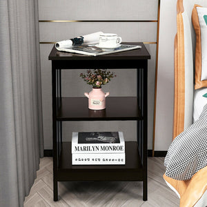 3-tier Side Table Nightstand with Stable Structure-Dark Brown view 7