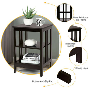 3-tier Side Table Nightstand with Stable Structure-Dark Brown view 9