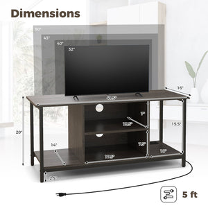3-Tier TV Stand with Power Outlet USB and Adjustable Shelf-Gray view 5