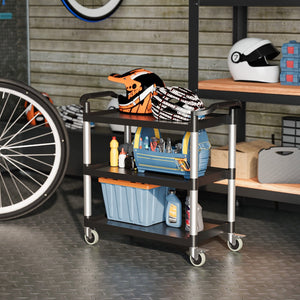 3-Tier Utility Service Cart with Lockable Wheels and Double Handles view 5