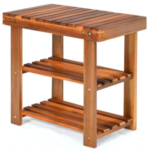 3-Tier Wood Shoe Bench Boots Organizer view 4