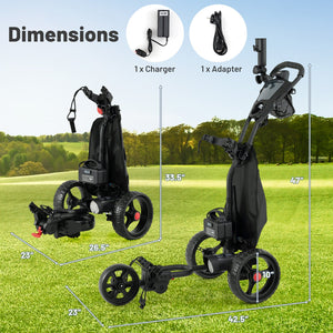 3 Wheel Golf Bag Cart with Adjustable Handle and 9 Speed Settings view 5
