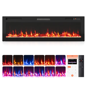 30/36/40/50/60/72 Inch Smart WiFi Electric Fireplace with Recessed and Wall Mounted-60 inches