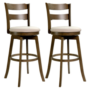 30.5 Inch Swivel Barstools with Backrest & Upholstered Seat-Set of 2