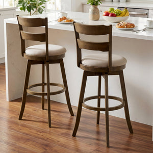 30.5 Inch Swivel Barstools with Backrest & Upholstered Seat-Set of 2 view 2