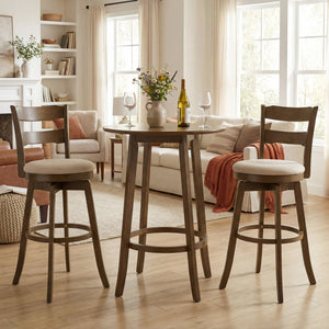 30.5 Inch Swivel Barstools with Backrest & Upholstered Seat-Set of 2 view 3